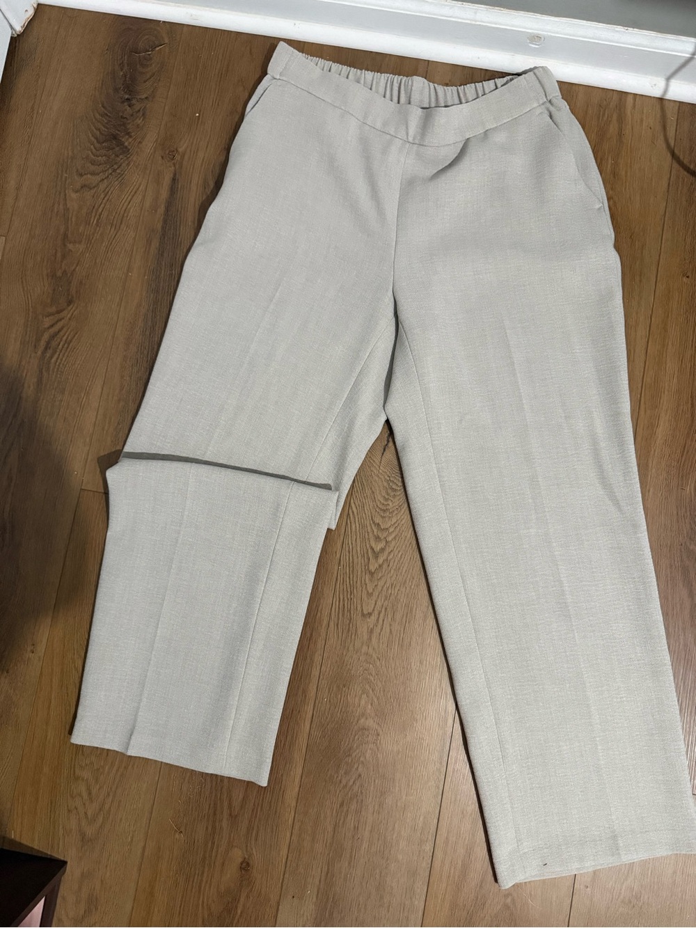Kasper Wide Leg Pull-On Pants in Light Gray